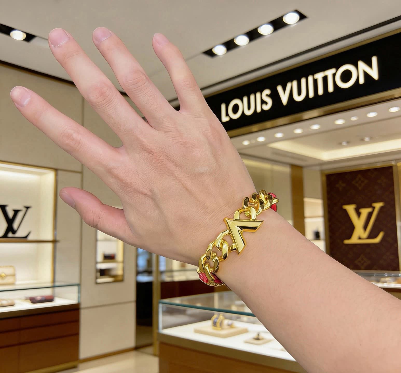 Louis Vuitton Red Leather Bracelet